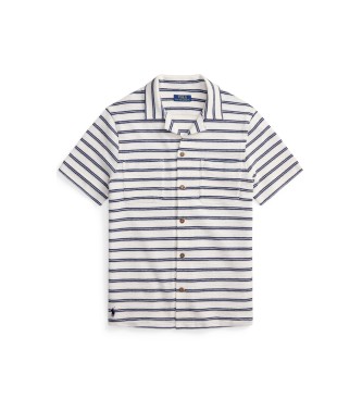 Polo Ralph Lauren Camicia in maglia e traforata a righe bianche e blu navy