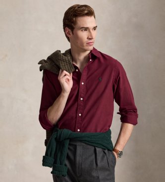 Polo Ralph Lauren Camicia Oxford tinta bordeaux su misura