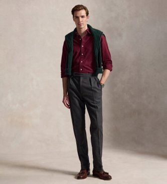 Polo Ralph Lauren Camicia Oxford tinta bordeaux su misura
