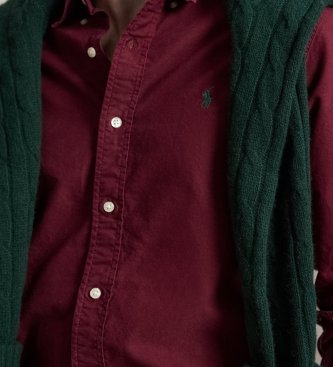 Polo Ralph Lauren Camicia Oxford tinta bordeaux su misura