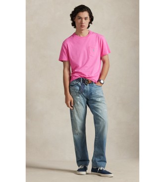 Polo Ralph Lauren T-shirt rosa personalizzata slim fit in maglia