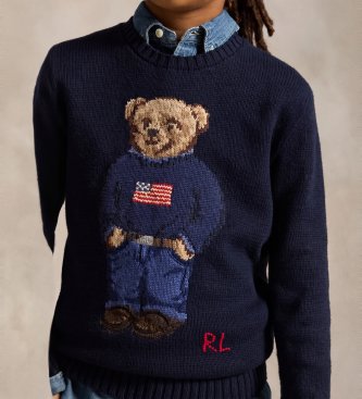 Polo Ralph Lauren Jersey de coton avec polo Bear marine