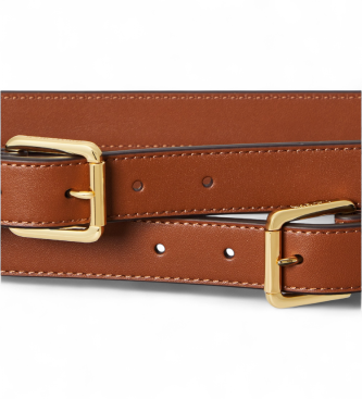 Lauren Ralph Lauren Large ceinture en cuir marron avec double boucle