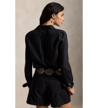 Polo Ralph Lauren Camisa de linho de corte clássico preta