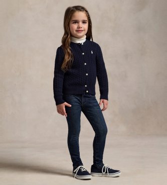 Polo Ralph Lauren Cardigan en coton à torsades bleu marine