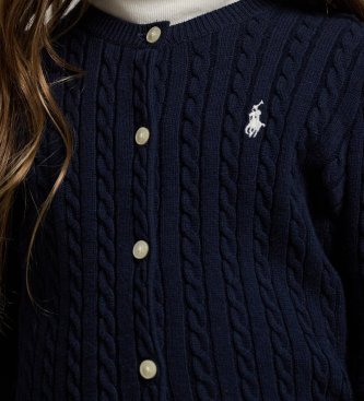 Polo Ralph Lauren Cardigan en coton à torsades bleu marine