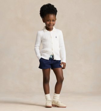 Polo Ralph Lauren Cardigan en coton à torsades blanc