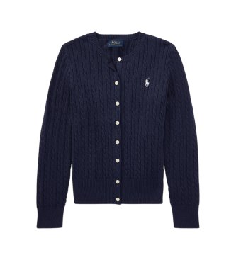 Polo Ralph Lauren Cardigan in cotone a trecce blu marino