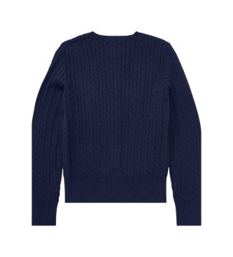 Polo Ralph Lauren Cardigan in cotone a trecce blu marino