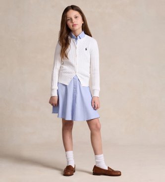 Polo Ralph Lauren Cardigan di cotone bianco a trecce