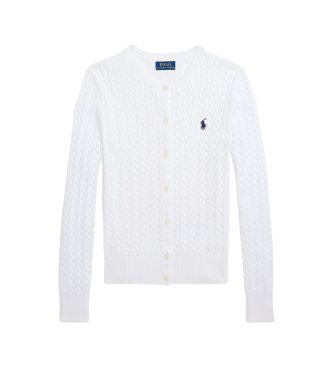 Polo Ralph Lauren Cardigan di cotone bianco a trecce