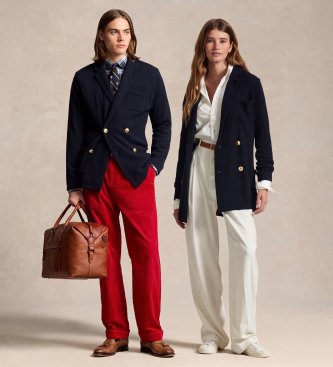 Polo Ralph Lauren Navy kasjmier vest in blazerstijl