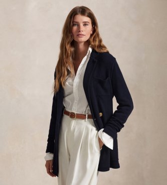 Polo Ralph Lauren Navy kasjmier vest in blazerstijl
