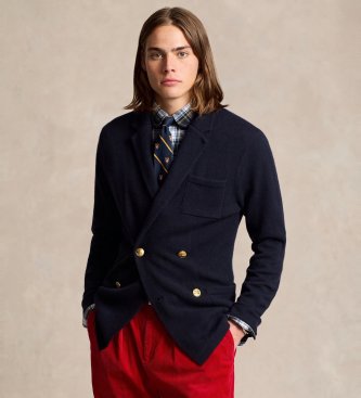 Polo Ralph Lauren Navy kasjmier vest in blazerstijl