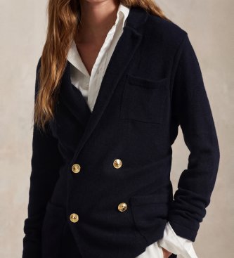Polo Ralph Lauren Navy kasjmier vest in blazerstijl