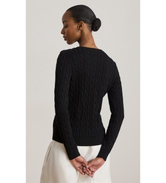 Lauren Ralph Lauren Pull en maille torsadée avec boutons noir