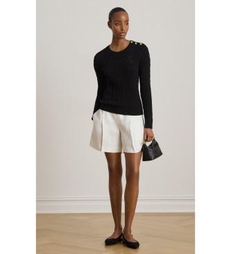 Lauren Ralph Lauren Pull en maille torsadée avec boutons noir
