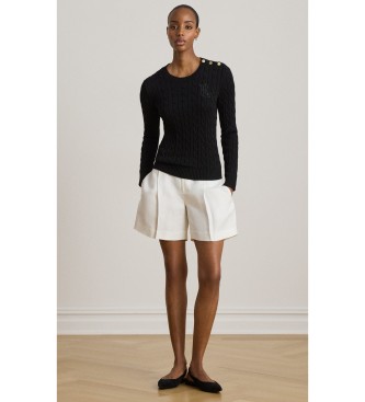 Lauren Ralph Lauren Pull en maille torsadée avec boutons noir