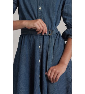Polo Ralph Lauren Vestido camisero denim de algodón con cinturón azul