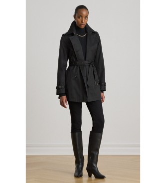 Lauren Ralph Lauren Svart trenchcoat i bomullsblandning med crossover