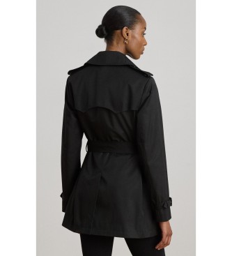 Lauren Ralph Lauren Svart trenchcoat i bomullsblandning med crossover