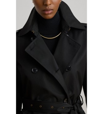 Lauren Ralph Lauren Svart trenchcoat i bomullsblandning med crossover