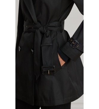 Lauren Ralph Lauren Svart trenchcoat i bomullsblandning med crossover