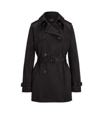Lauren Ralph Lauren Svart trenchcoat i bomullsblandning med crossover