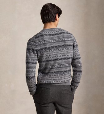 Polo Ralph Lauren Maglione Fair Isle in lana lavabile grigio