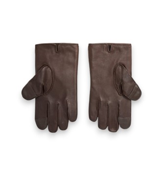 Polo Ralph Lauren Guantes de piel para pantalla táctil marrón
