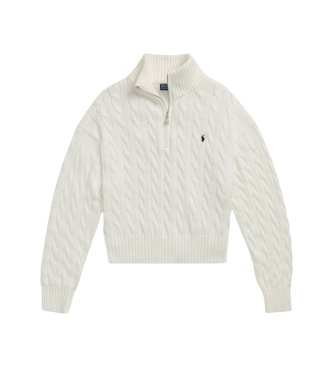 Polo Ralph Lauren Baumwolltrikot in weißem Ecru-Strickjersey