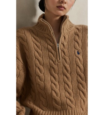 Polo Ralph Lauren Rjav pleten pulover iz volne in kašmirja