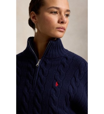 Polo Ralph Lauren Temnopolti pulover iz volne in kašmirja, pleten v mornariški barvi