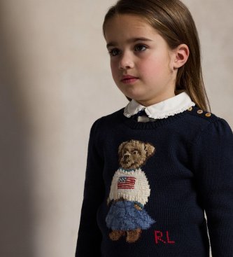 Polo Ralph Lauren Maglione in cotone con Polo Bear marinaro
