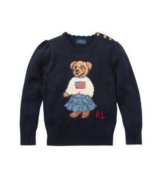 Polo Ralph Lauren Maglione in cotone con Polo Bear marinaro