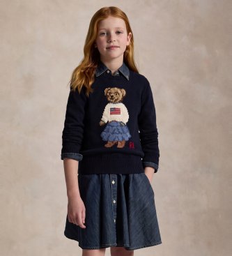 Polo Ralph Lauren Maglione di cotone con orsetto Polo blu navy