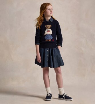 Polo Ralph Lauren Maglione di cotone con orsetto Polo blu navy