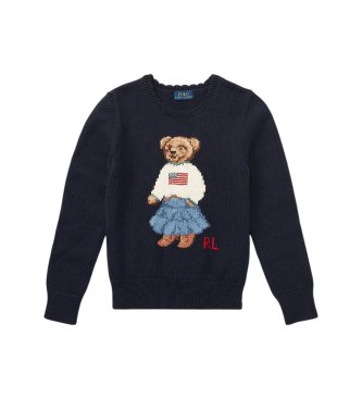 Polo Ralph Lauren Maglione di cotone con orsetto Polo blu navy