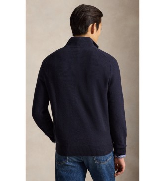 Polo Ralph Lauren Navy cotton and pique knitted jumper
