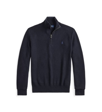 Polo Ralph Lauren Navy cotton and pique knitted jumper