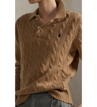 Polo Ralph Lauren Rjav pulover polo iz volne in kašmirja
