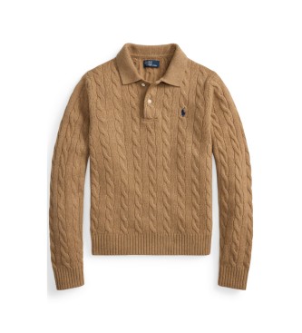 Polo Ralph Lauren Rjav pulover polo iz volne in kašmirja