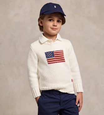Polo Ralph Lauren Pull emblématique avec drapeau blanc