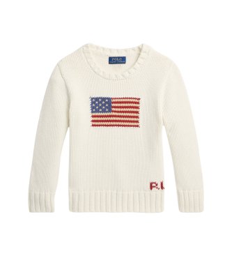 Polo Ralph Lauren Pull emblématique avec drapeau blanc