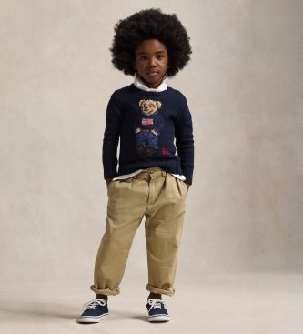 Polo Ralph Lauren Pull en coton avec ours en peluche Polo marine