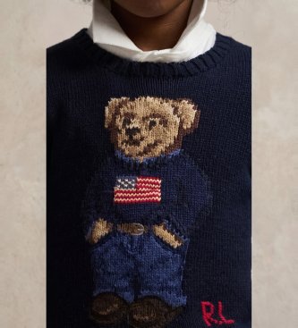 Polo Ralph Lauren Pull en coton avec ours en peluche Polo marine