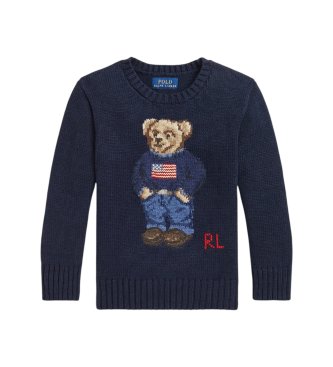 Polo Ralph Lauren Pull en coton avec ours en peluche Polo marine