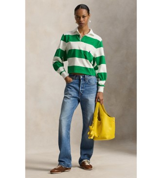 Polo Ralph Lauren Zelena pletena polo majica za rugby, bela