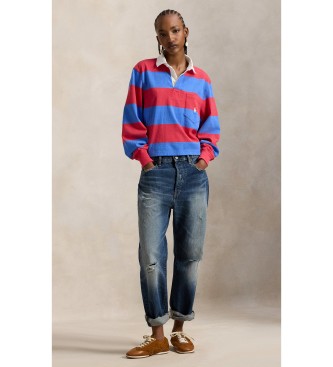 Polo Ralph Lauren Modra, rdeča pletena polo majica za ragbi