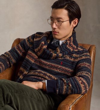 Polo Ralph Lauren Marineblå uldsweater med Fair Isle-mønster